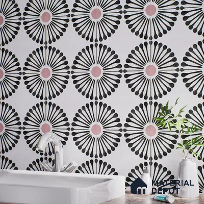 Floral Wall Tile TL 07245 Plana 4002 Granula 1 ft x 1 ft Ceramic Matte Finish - 9 mm  | 2 mm Spacer is Mandatory | Please Expect a Slight Variation of Pattern (Sample)